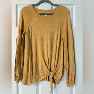 LC Lauren Conrad Mustard Yellow Long Sleeve Tie Front Blouse